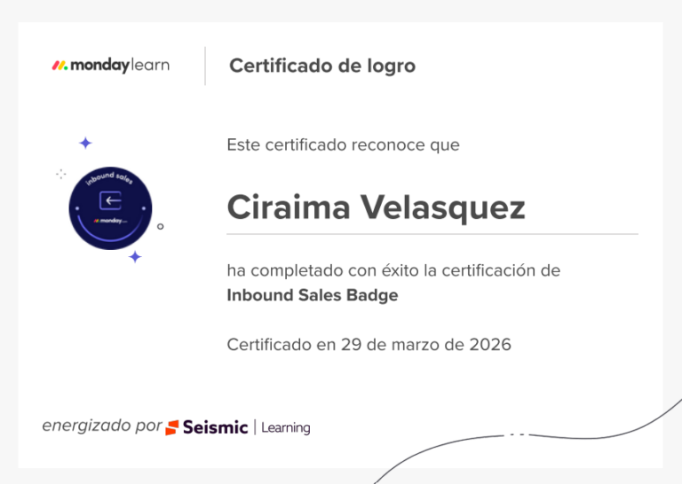 Badge oficial Inbound Sales de monday.com